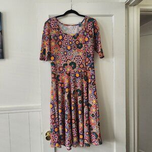 LuLa Roe Nicole mosaic print dress